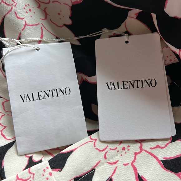 VALENTINO Floral Virgin Wool Silk Flare Pant Cropped Black White Designer 4 NEW - Picture 11 of 15